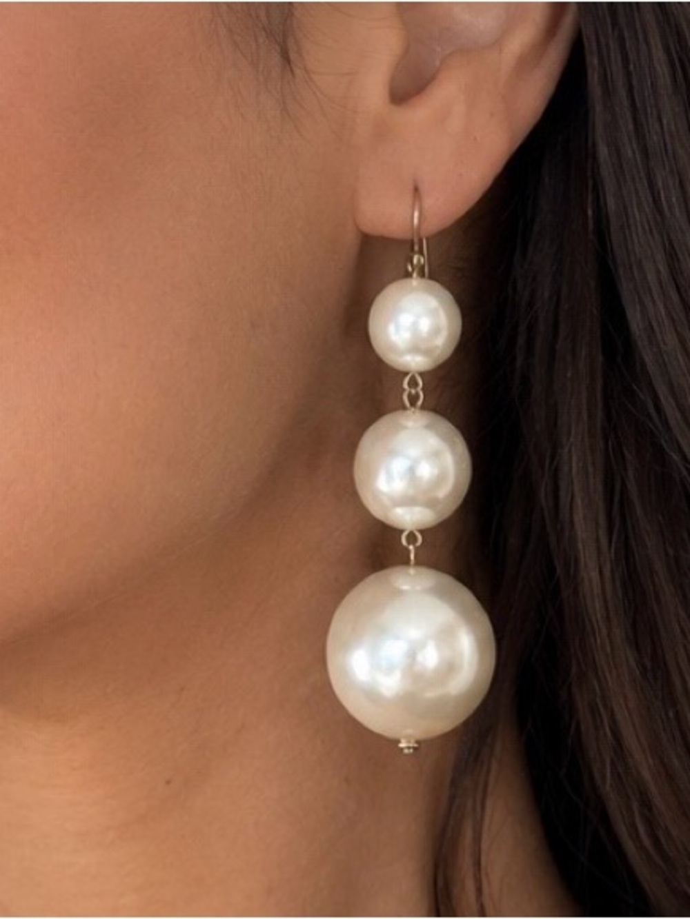 J. Crew Oversize 3 Pearl Drop Earrings